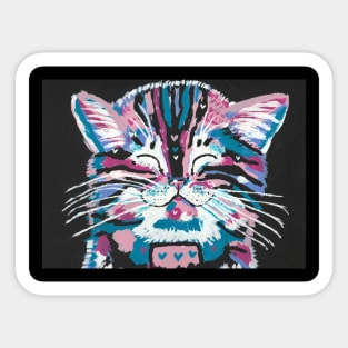 Cute Kitten colorful abstract art painting Sticker